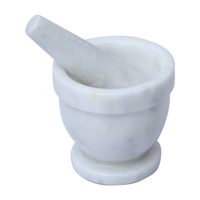 Holis White Marble Mortar And Pestle Set