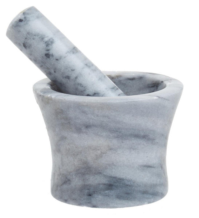 Cedro Grey Marble Curved Mortar And Pestle