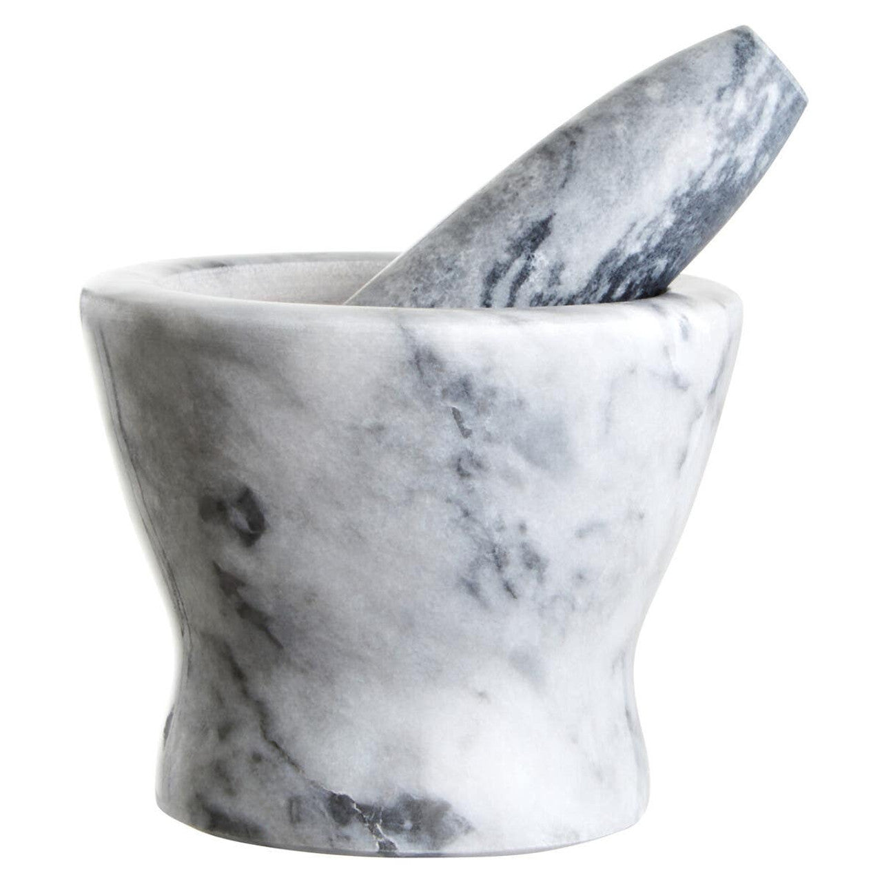 Cedro Grey Marble Curved Mortar And Pestle