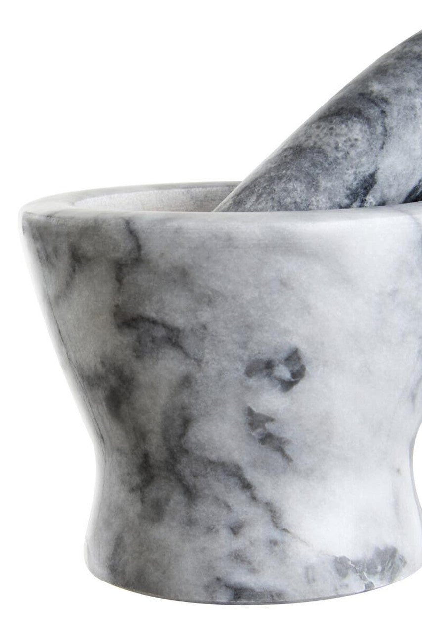 Cedro Grey Marble Curved Mortar And Pestle