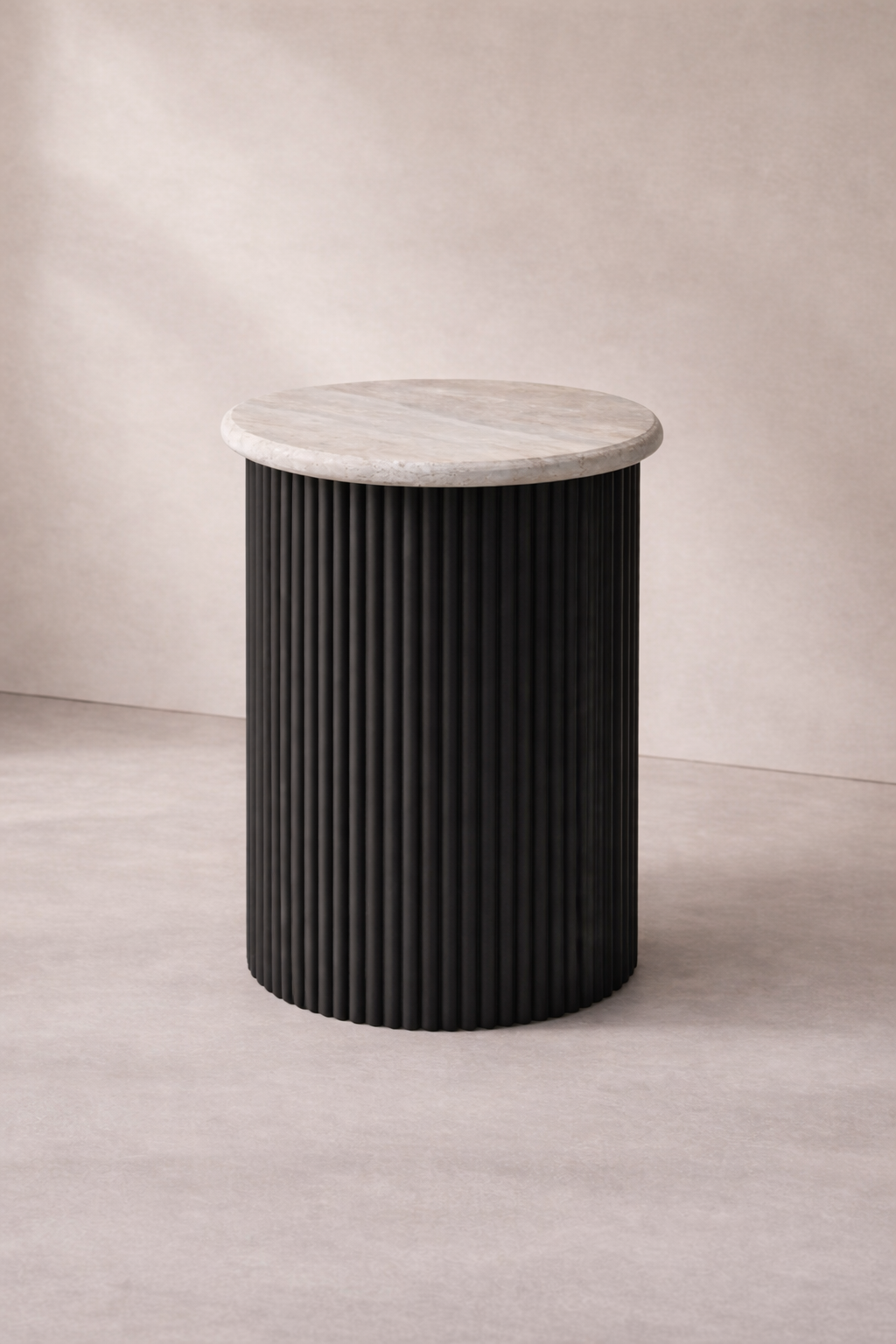 Cove Side Table - Travertine & Black
