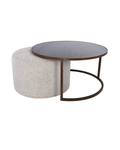 Dunes Glass Coffee Table with Nesting Pouffe