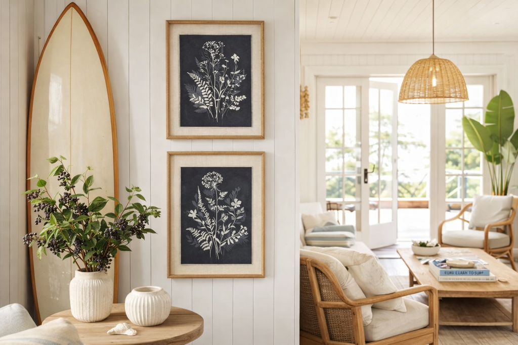 Reva Grove On Linen In Beaded Frame