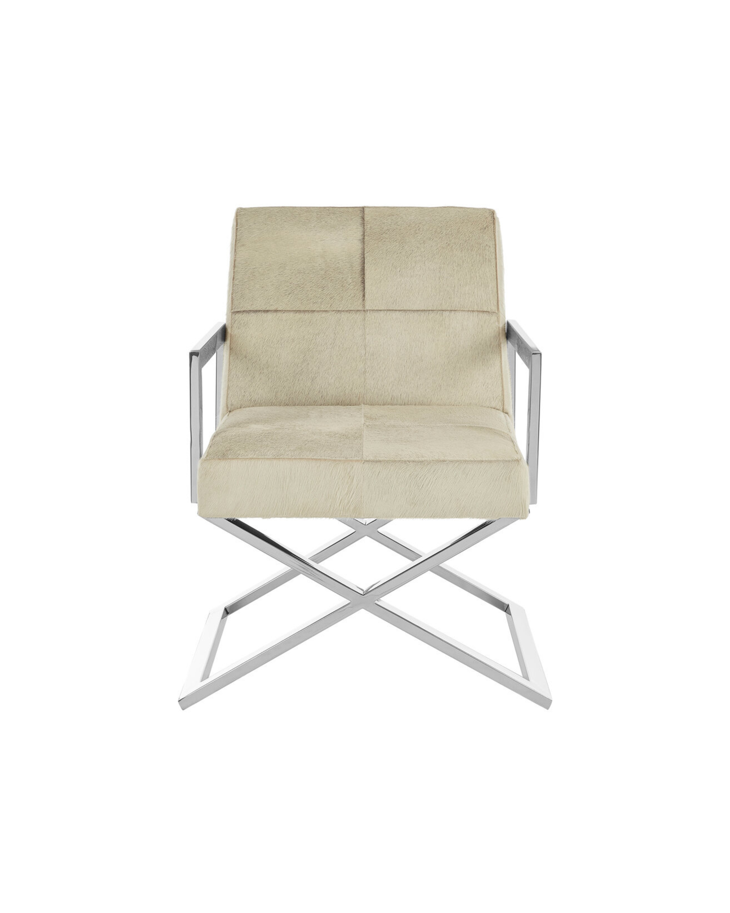 Pimlico Leather Chair - Grey & Polished Silver