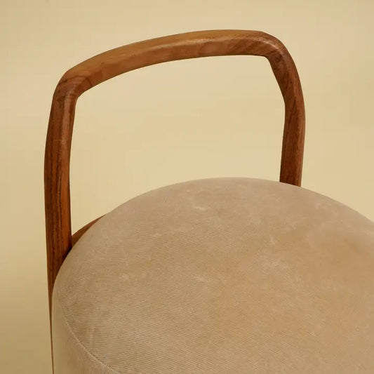 Sherman Ottoman with Wooden Legs and Handles
