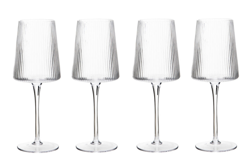 Tahlia Ribbed Wine Glasses - Set of 4