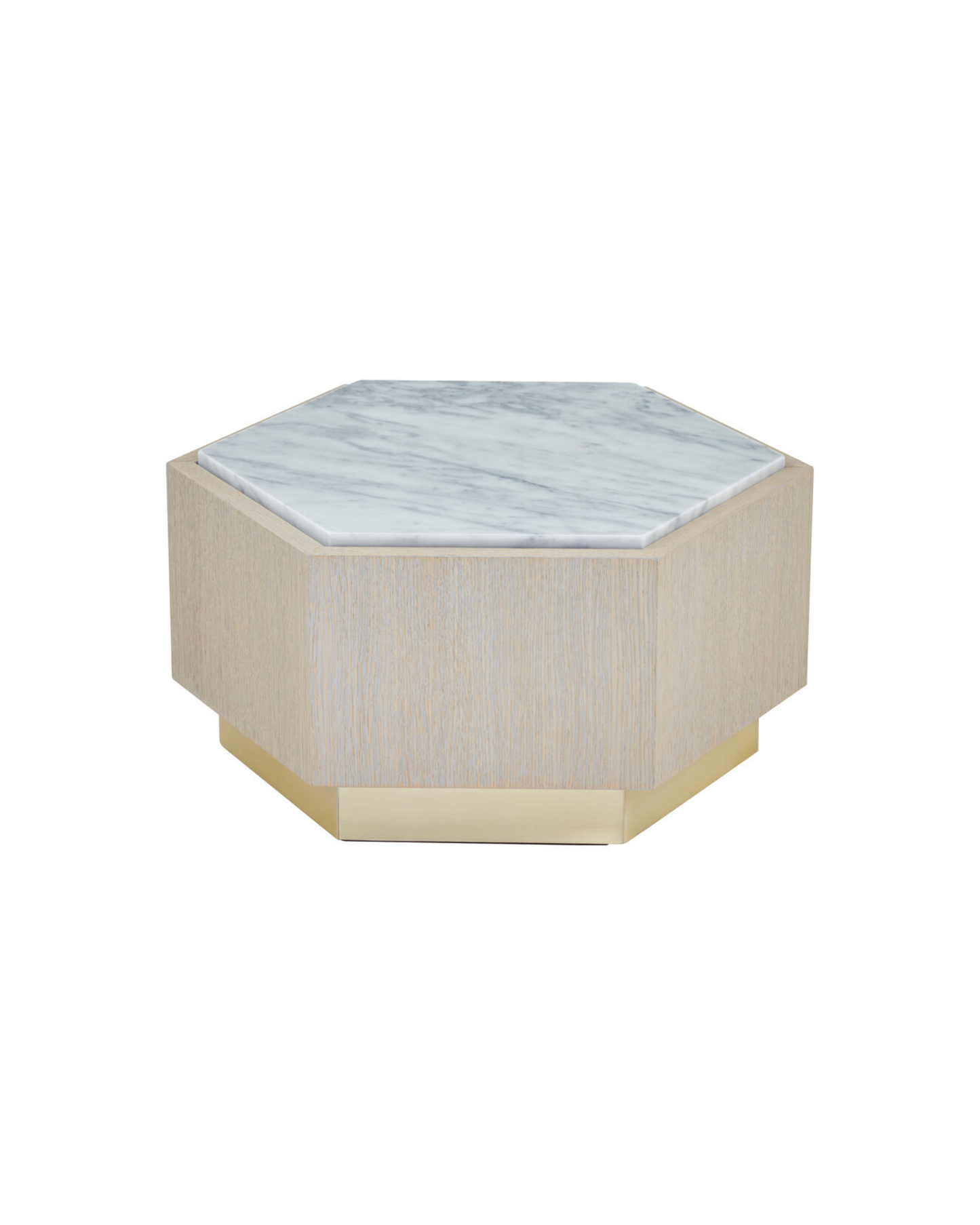 Palazzo Hexagon Side Table - Light Oak & Marble