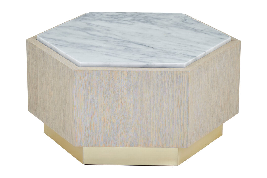 Palazzo Hexagon Side Table - Light Oak & Marble