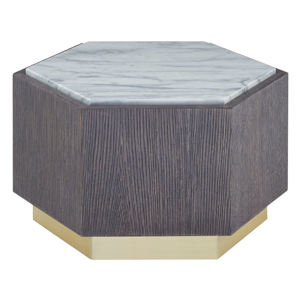 Palazzo Hexagon Side Table - Dark Oak & Marble
