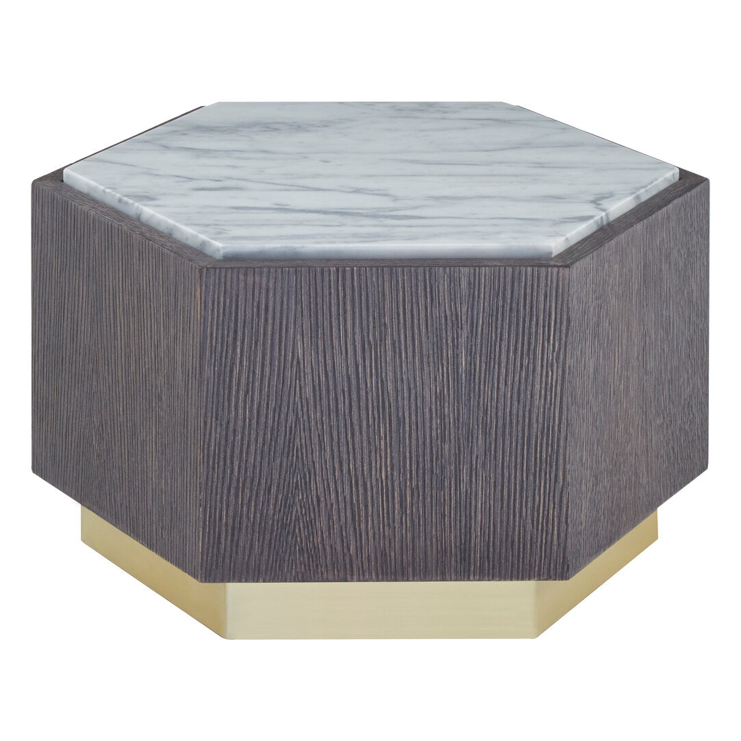 Palazzo Hexagon Side Table - Dark Oak & Marble