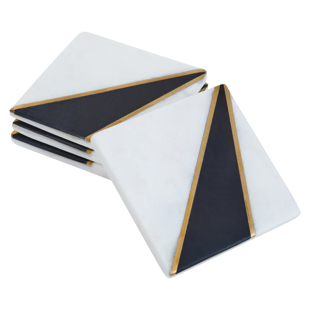 Rhea Black & White Marble Coasters - Set of 4