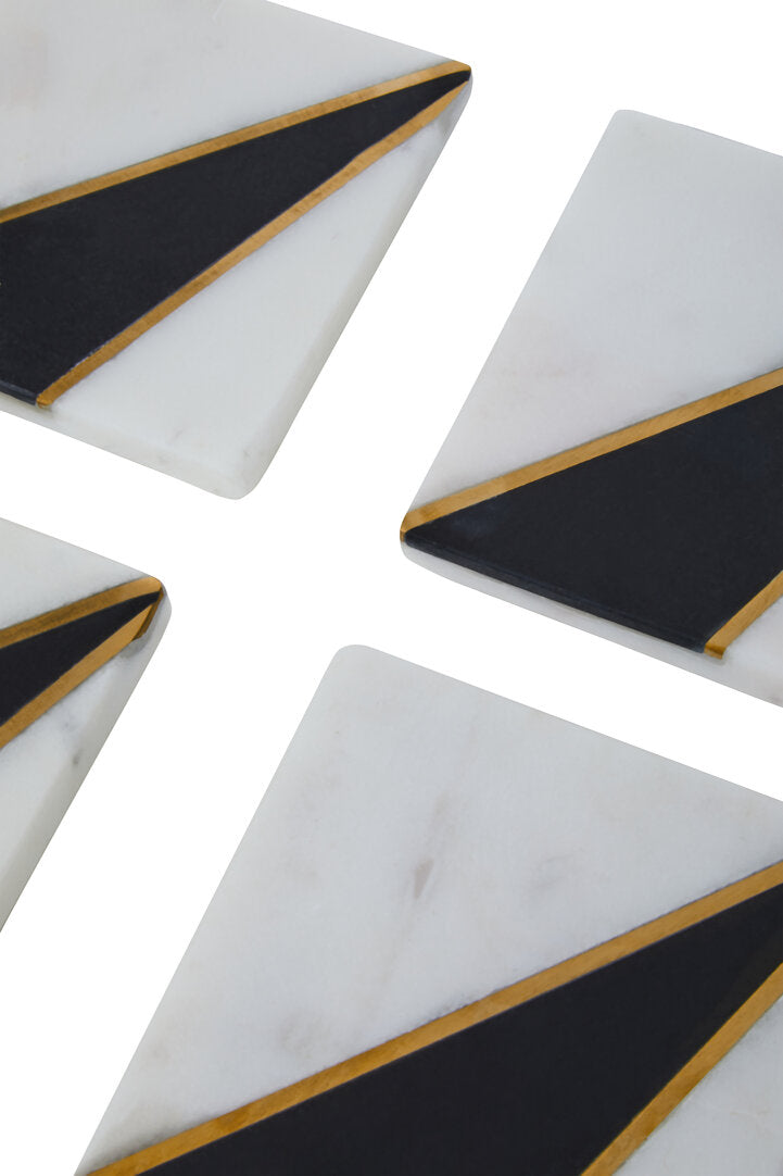 Rhea Black & White Marble Coasters - Set of 4