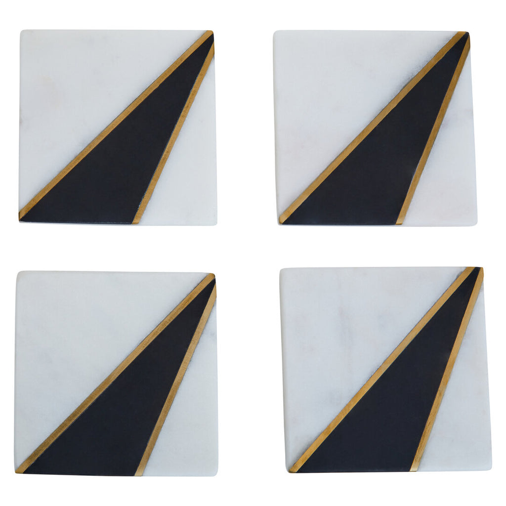 Rhea Black & White Marble Coasters - Set of 4