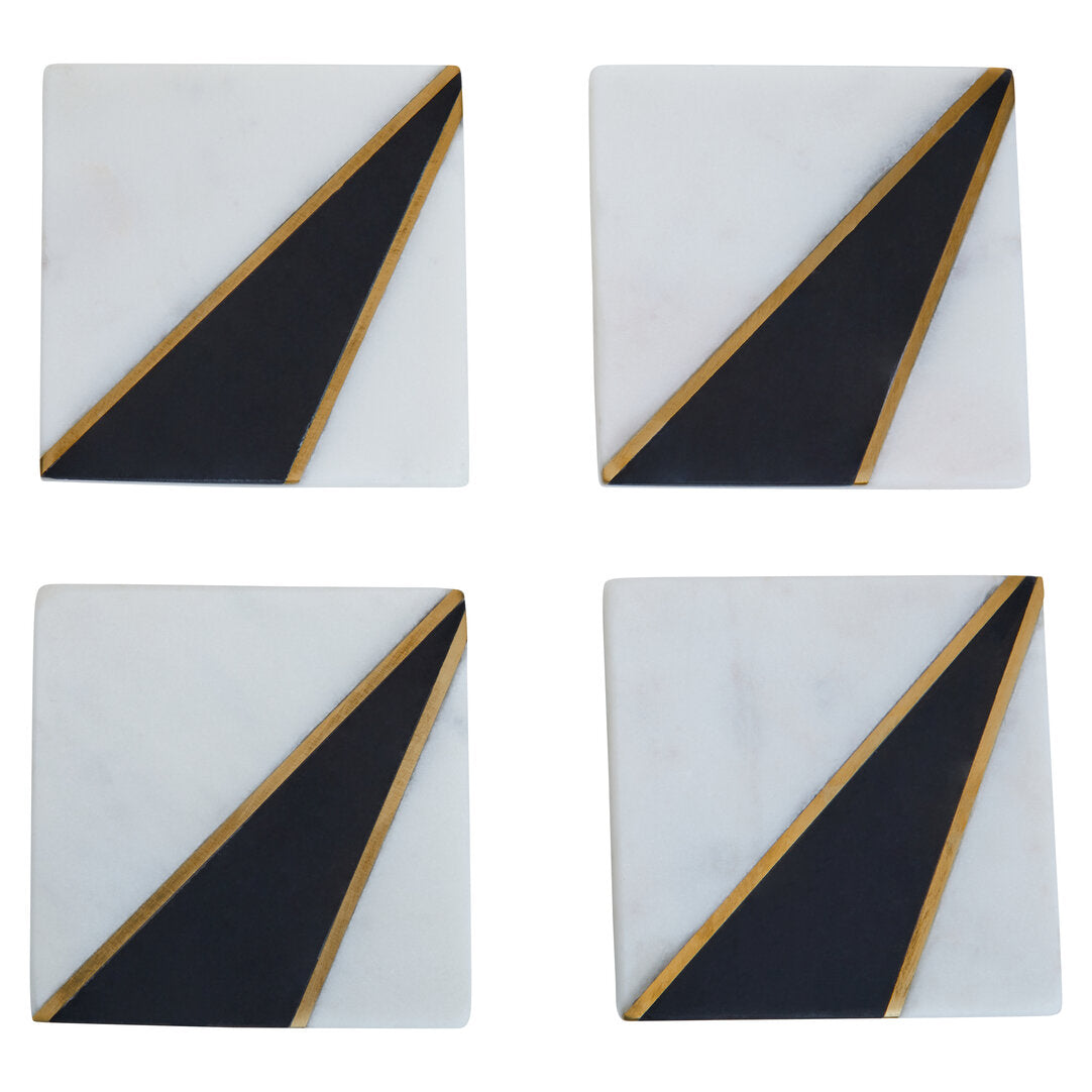Rhea Black & White Marble Coasters - Set of 4