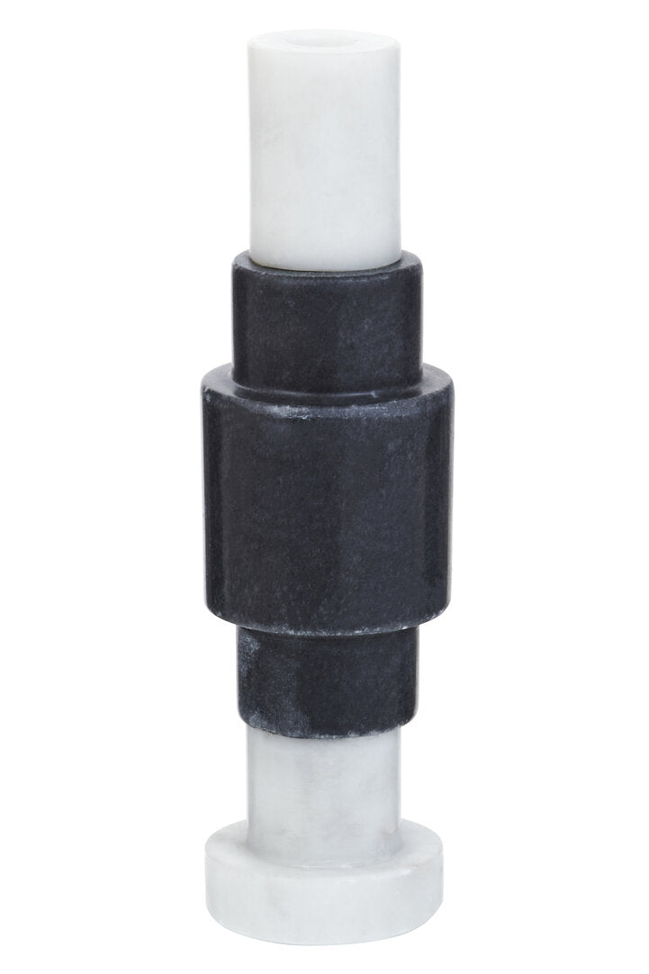 Ashchurch Marble Candle Holder - Black And White