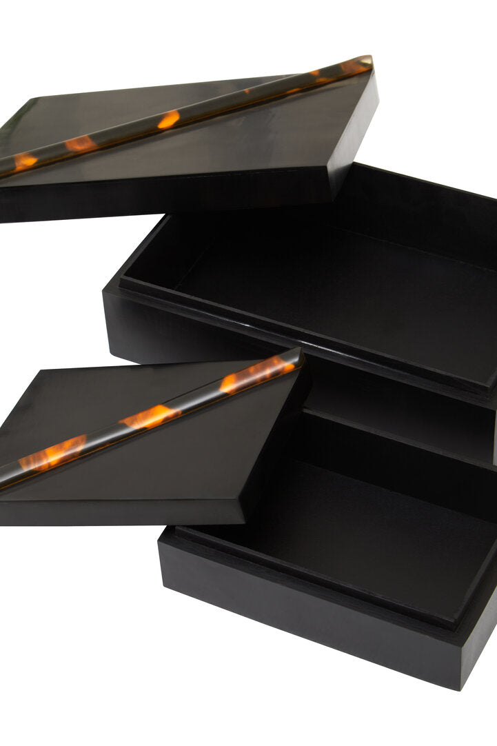 Sawyer Tortoise Shell Trinket Boxes - Set of 2