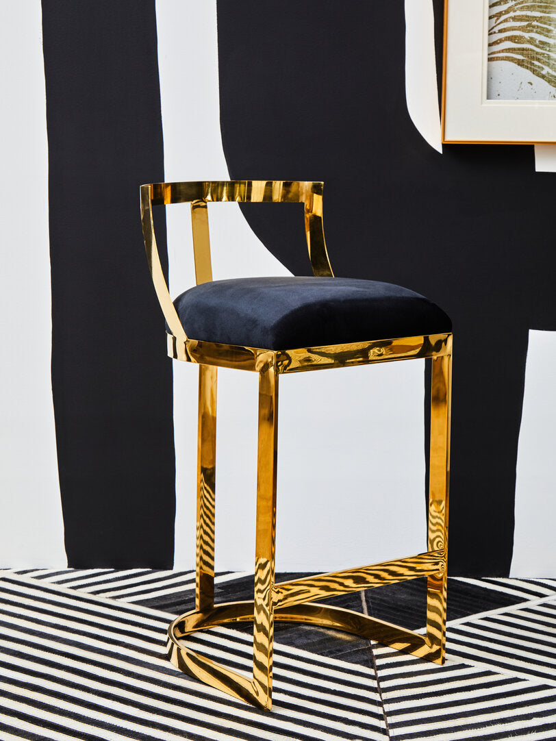 Senta Bar Chair - Gold & Black Velvet