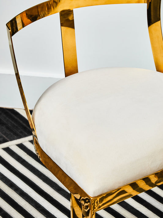 Senta Bar Chair - Gold & Ivory Velvet