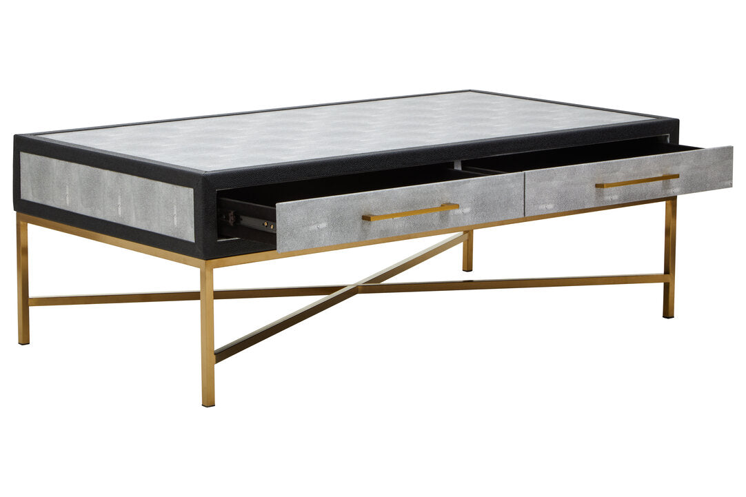 Auremi Shagreen Coffee Table - Grey & Brass