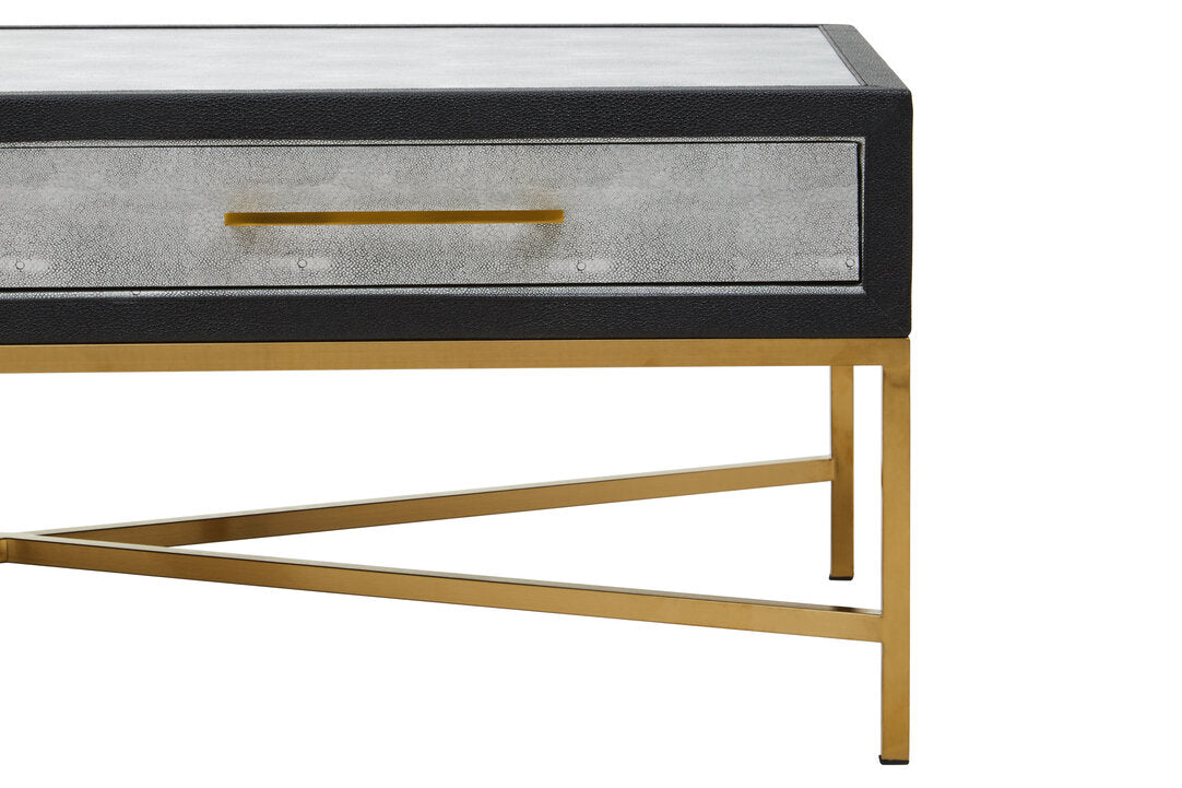 Auremi Shagreen Coffee Table - Grey & Brass