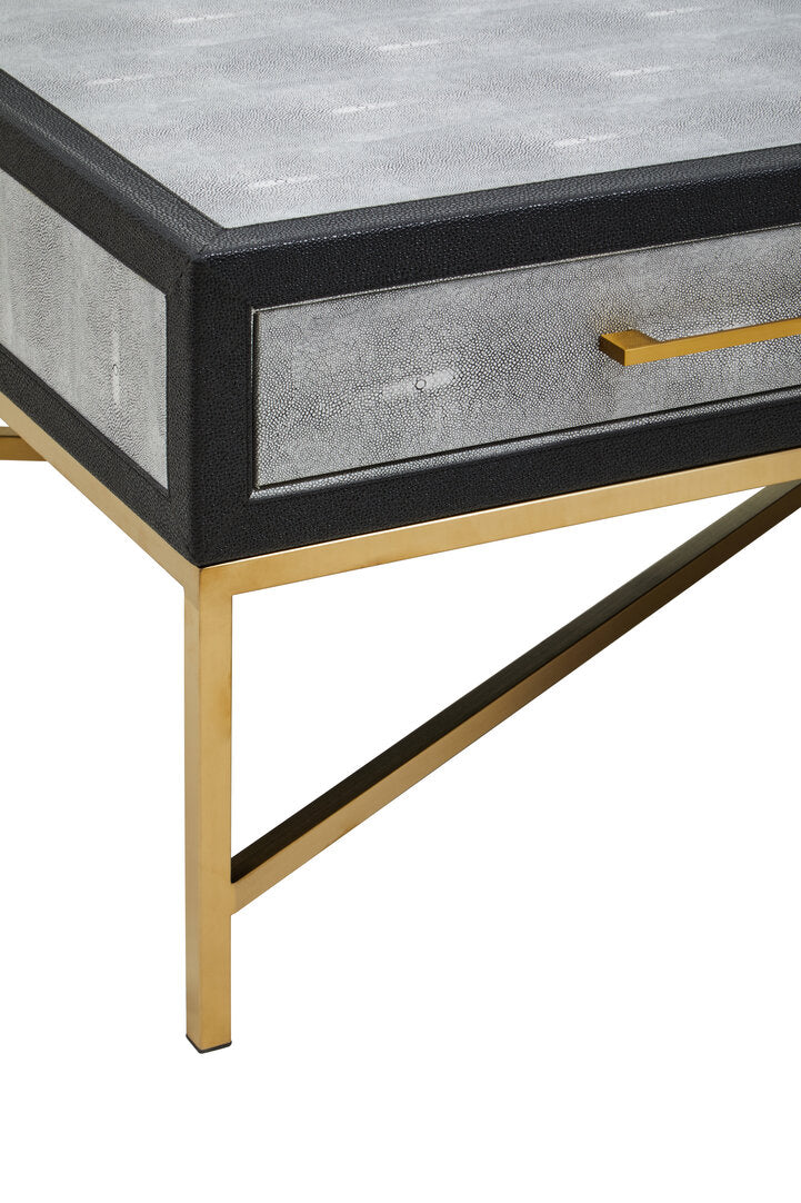 Auremi Shagreen Coffee Table - Grey & Brass