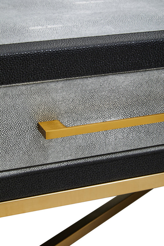 Auremi Shagreen Coffee Table - Grey & Brass