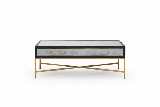 Auremi Shagreen Coffee Table - Grey & Brass