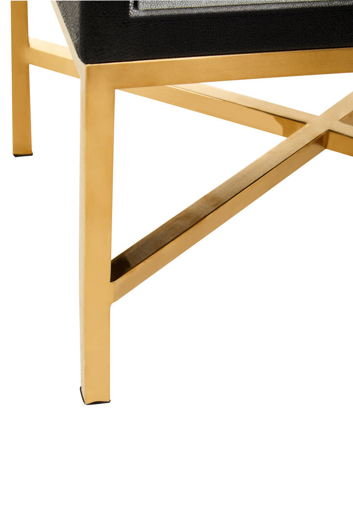Auremi Shagreen Side Table - Grey & Brass