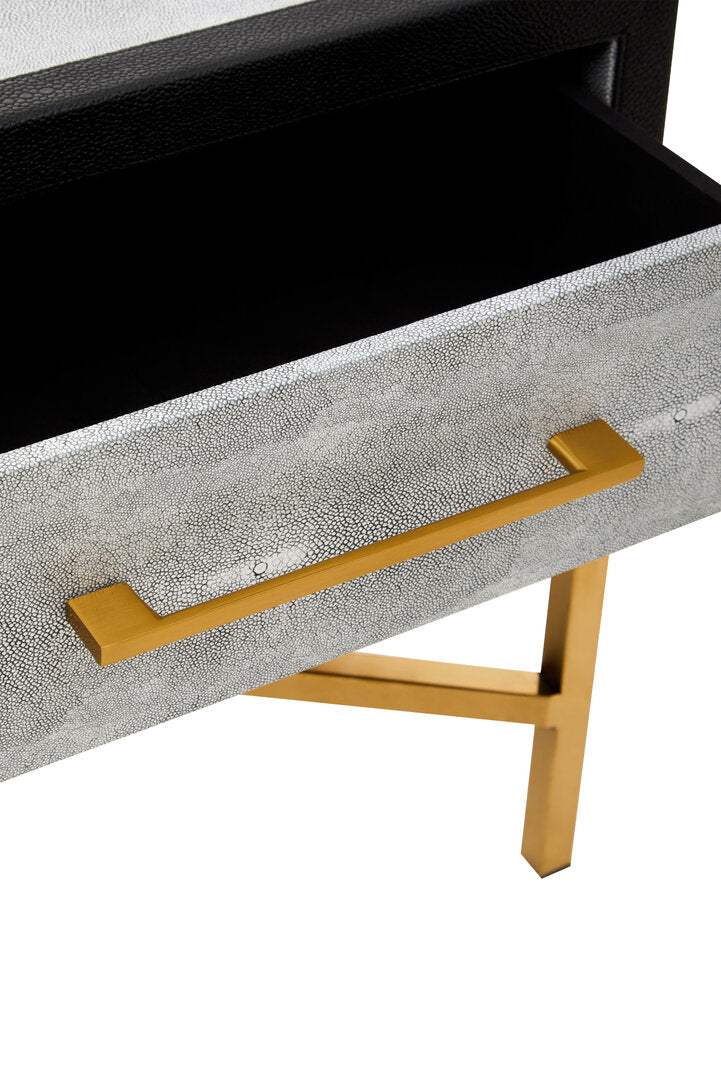 Auremi Shagreen Side Table - Grey & Brass