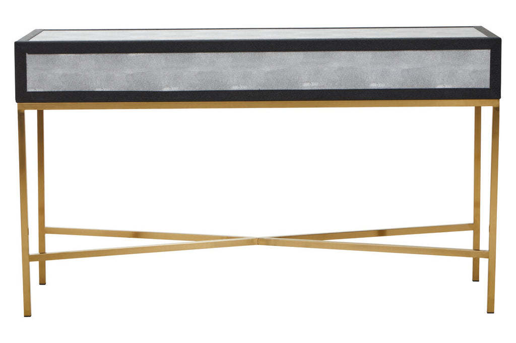 Auremi Shagreen Console Table - Grey & Brass