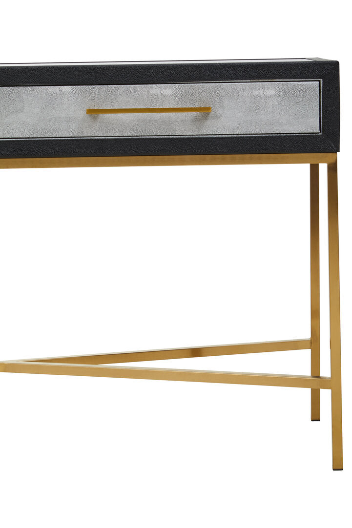 Auremi Shagreen Console Table - Grey & Brass