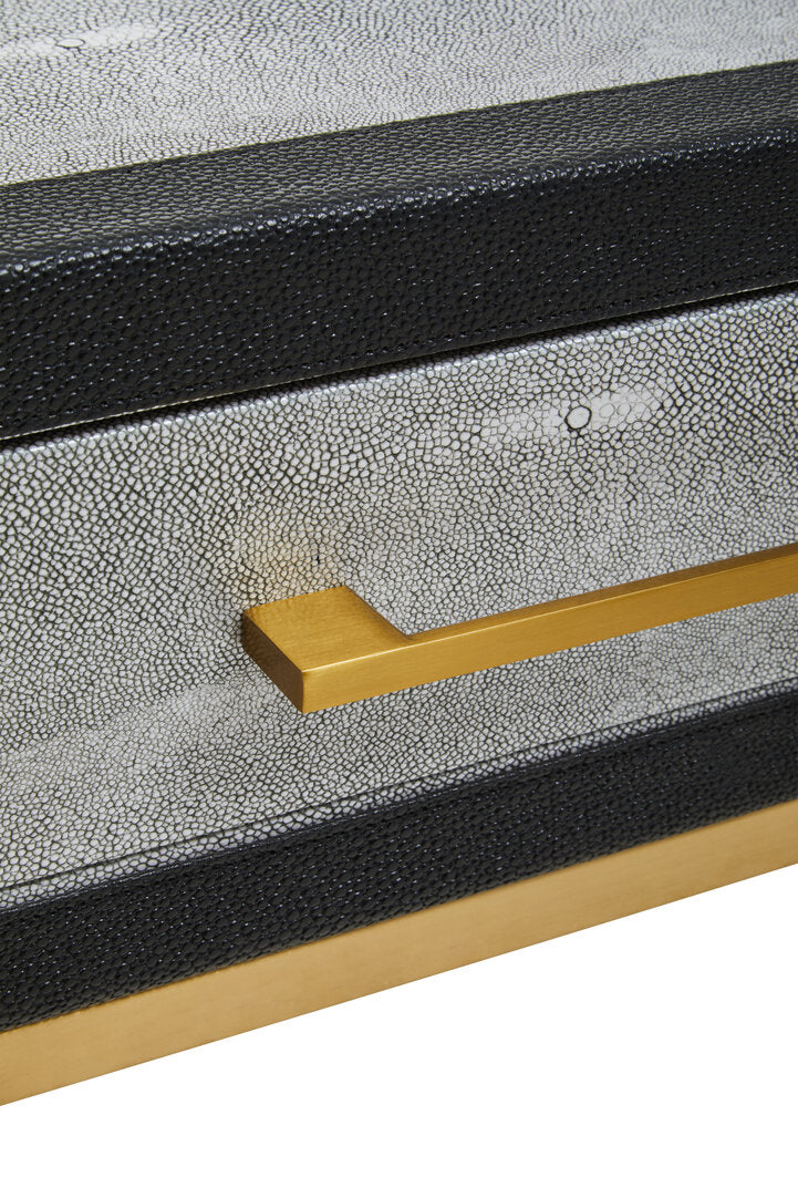 Auremi Shagreen Console Table - Grey & Brass