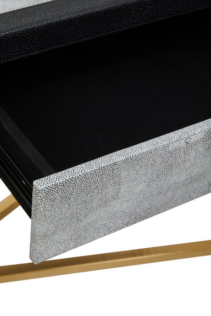 Auremi Shagreen Console Table - Grey & Brass