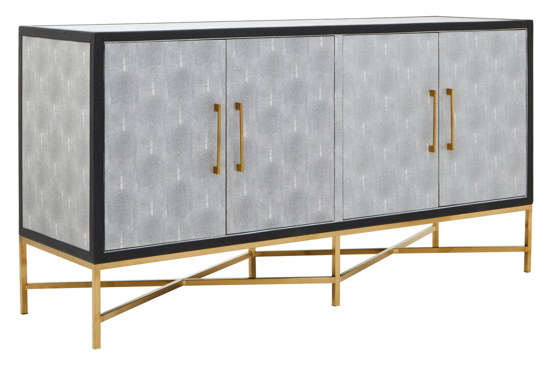 Auremi Shagreen Sideboard - Grey & Brass