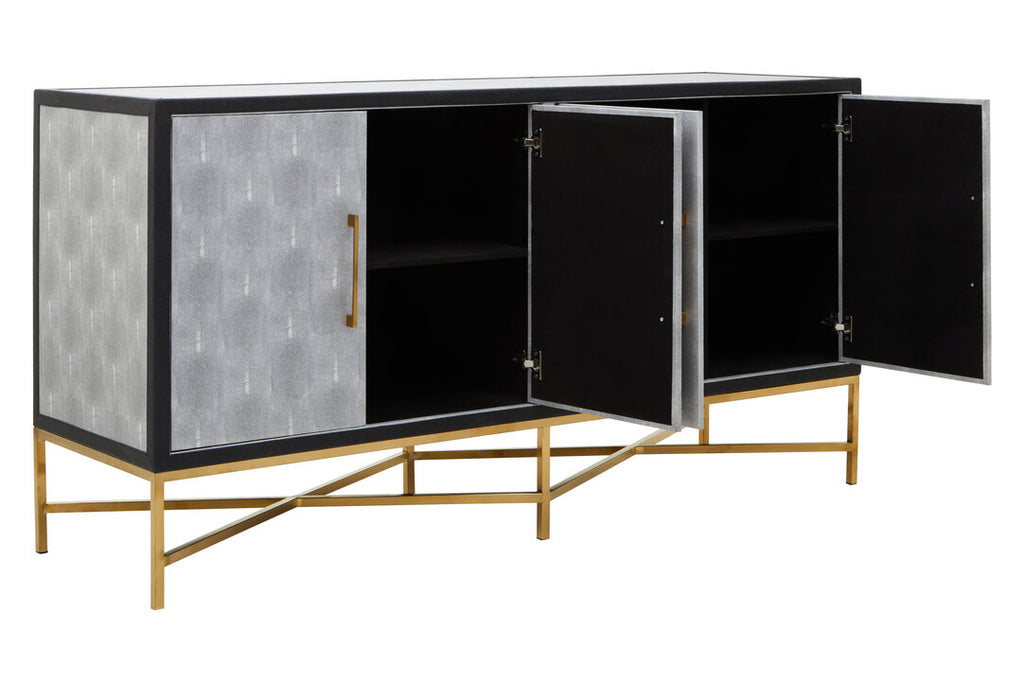 Auremi Shagreen Sideboard - Grey & Brass