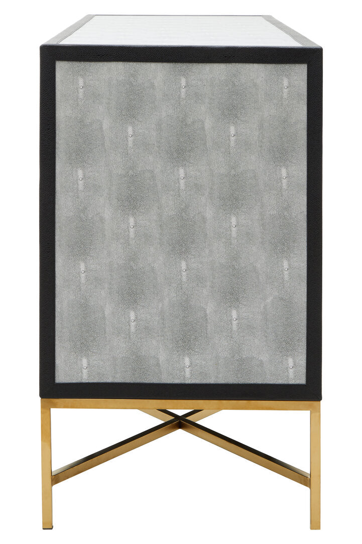 Auremi Shagreen Sideboard - Grey & Brass