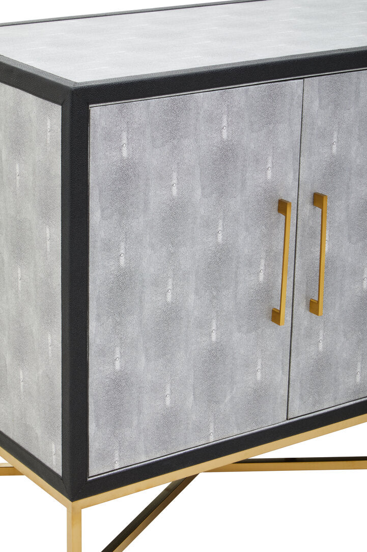 Auremi Shagreen Sideboard - Grey & Brass