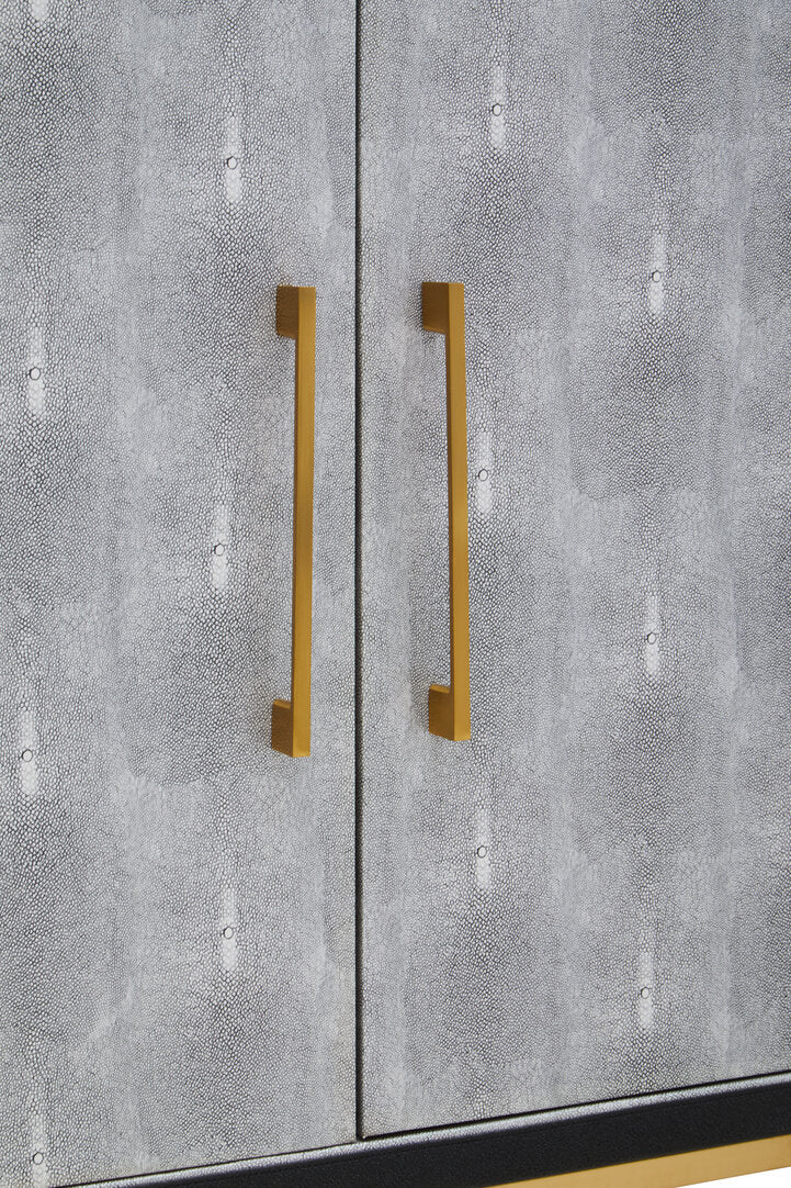 Auremi Shagreen Sideboard - Grey & Brass