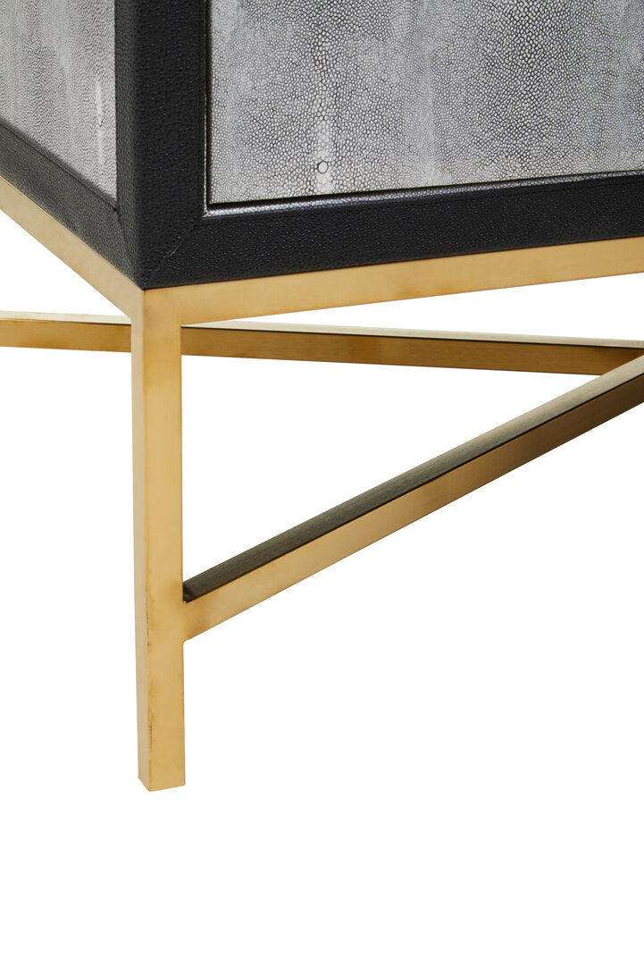 Auremi Shagreen Sideboard - Grey & Brass