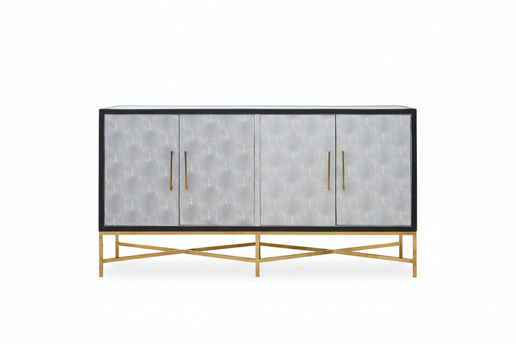 Auremi Shagreen Sideboard - Grey & Brass