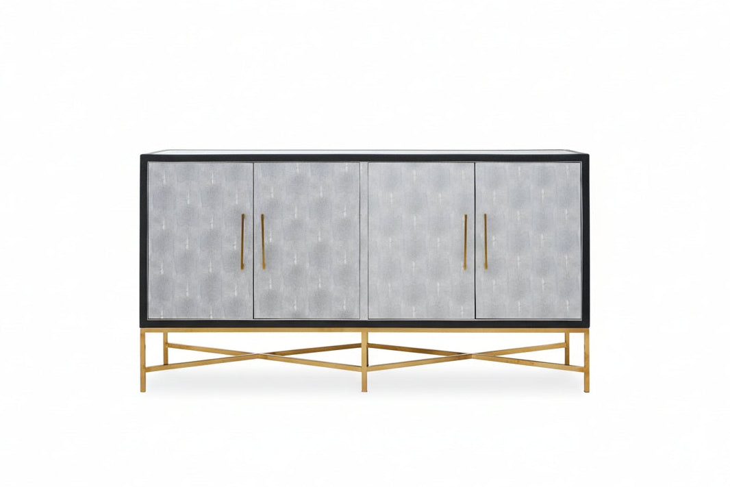 Auremi Shagreen Sideboard - Grey & Brass