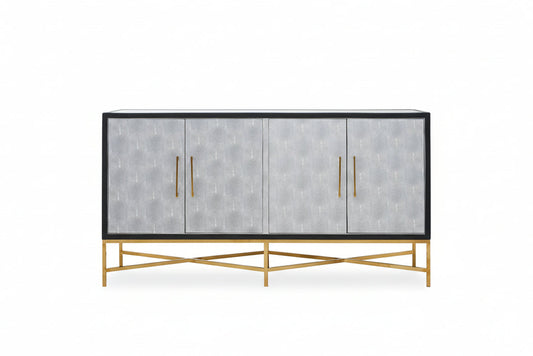 Auremi Shagreen Sideboard - Grey & Brass