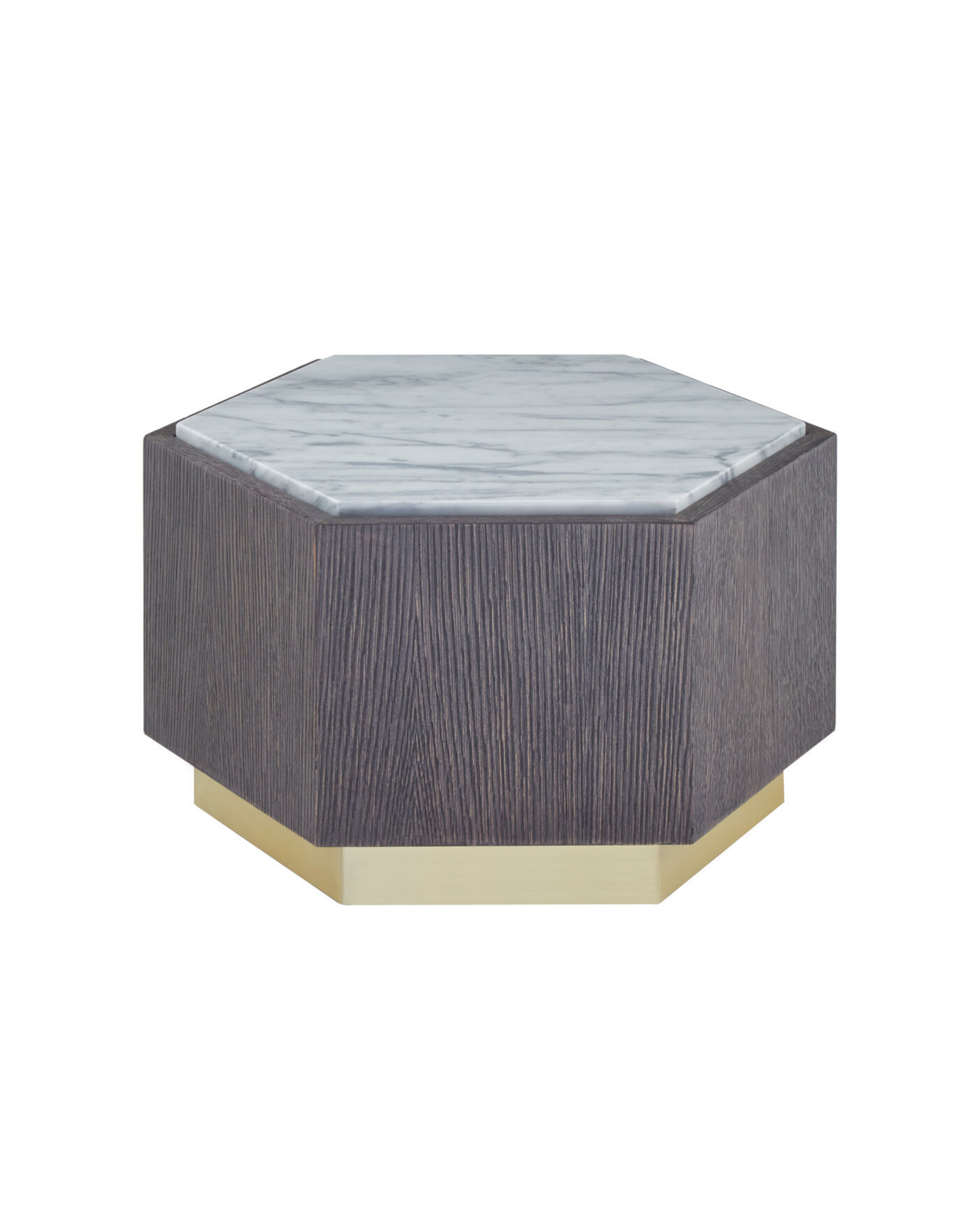 Palazzo Hexagon Side Table - Dark Oak & Marble