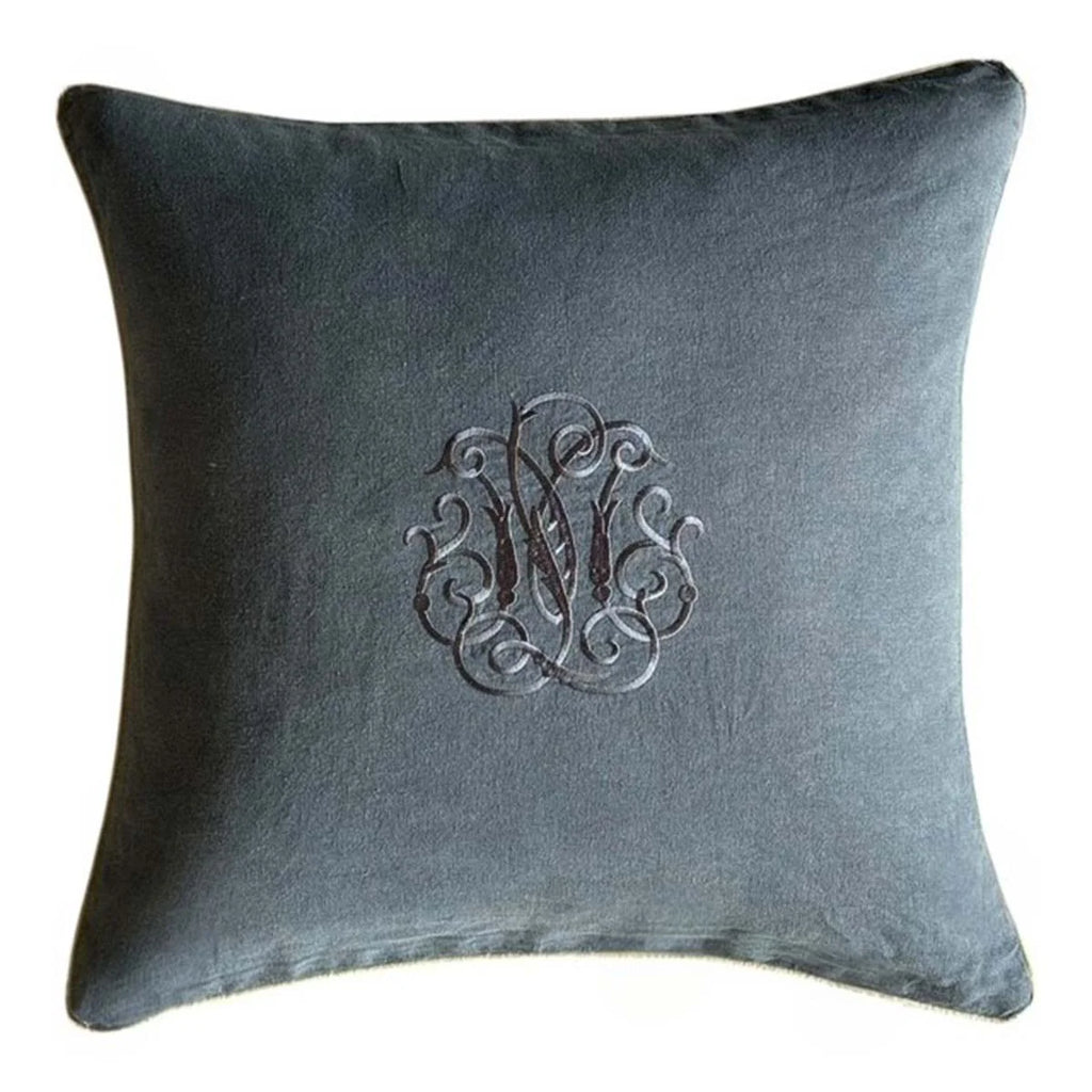 Mariner Emblem Linen Cushion – Charcoal & Taupe