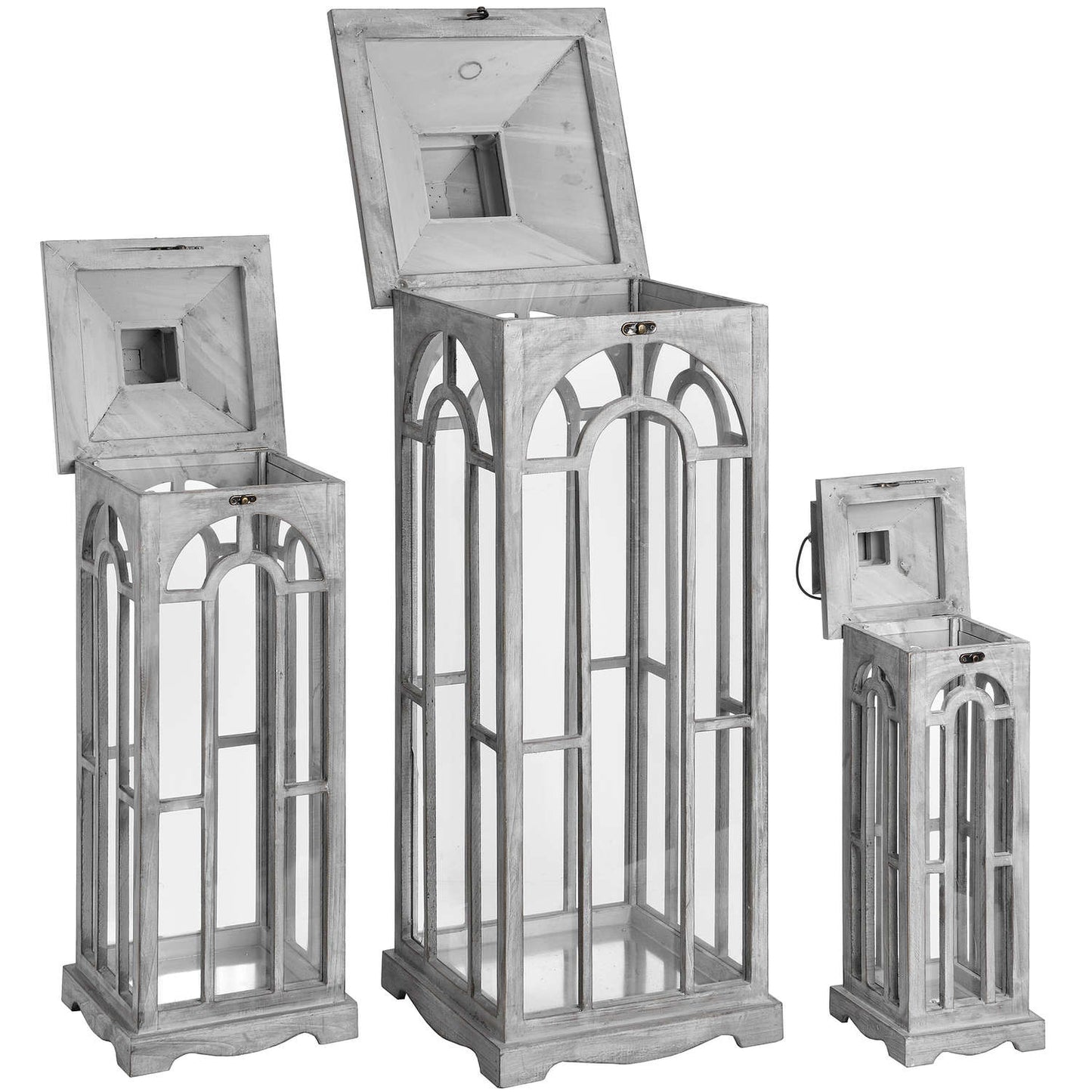 Avila Archway Wooden Lanterns - Set of 3