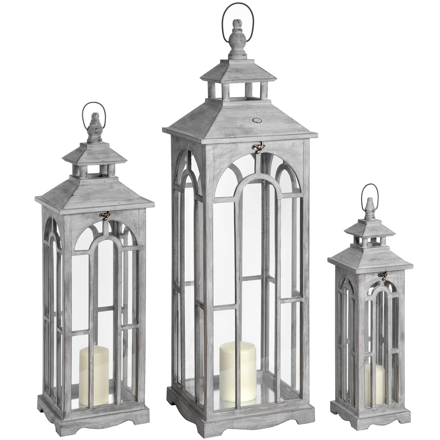 Avila Archway Wooden Lanterns - Set of 3