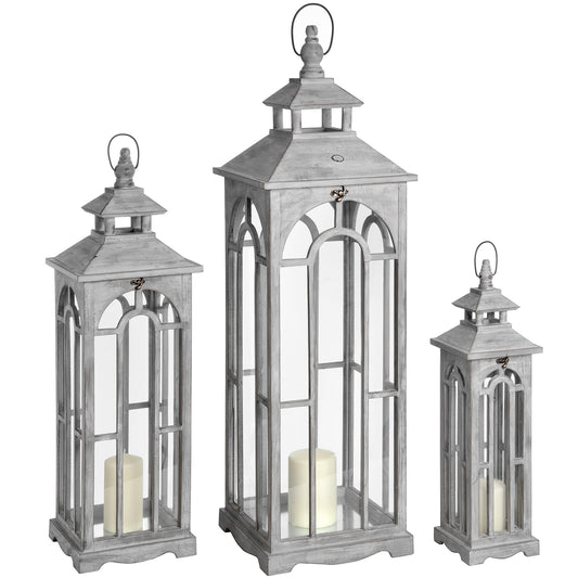 Avila Archway Wooden Lanterns - Set of 3