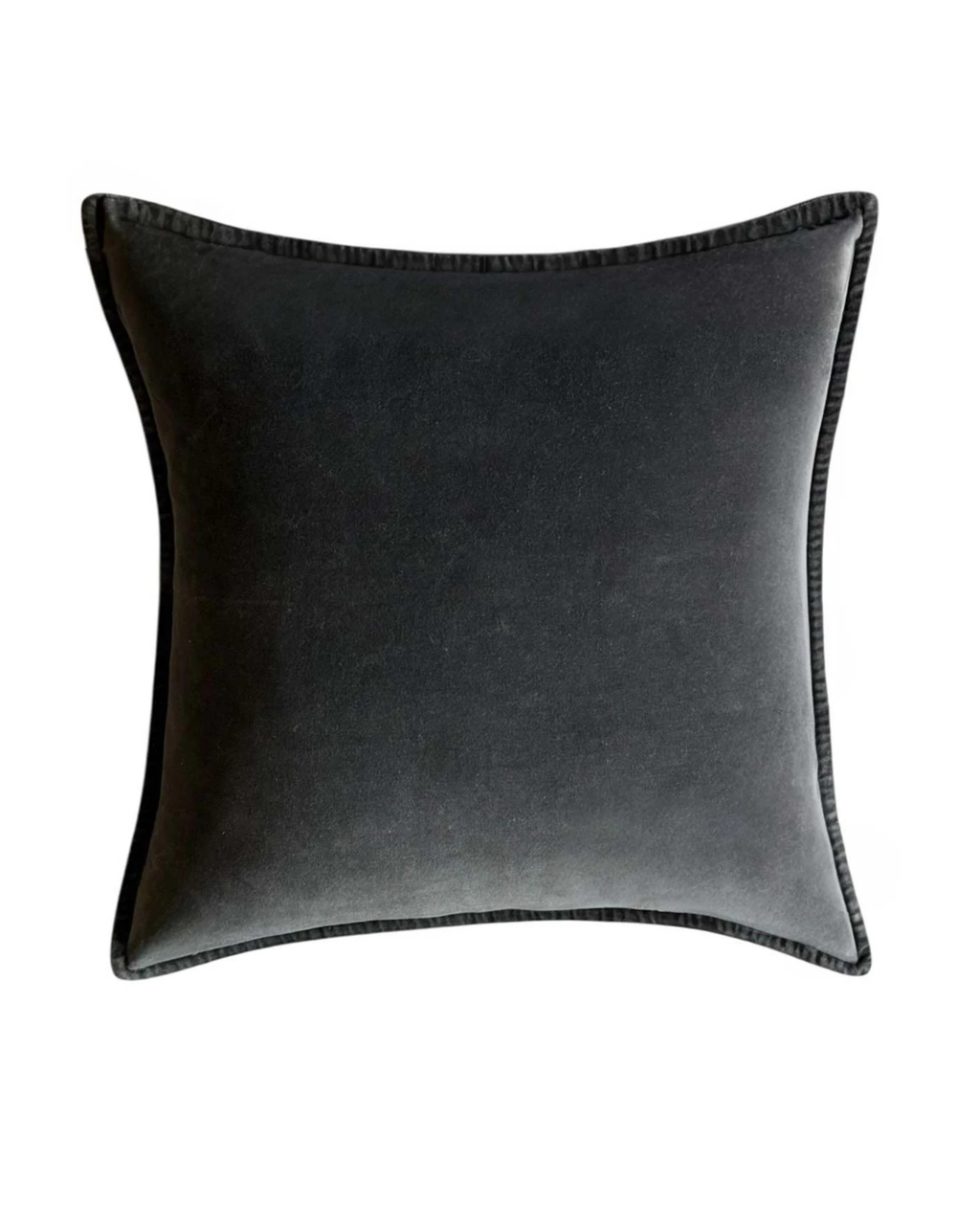 Harbour Stonewashed Velvet Cushion - Charcoal