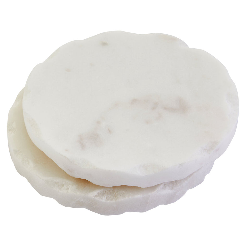 Seaway White Marble Rustic Edge Coasters - Set of 4