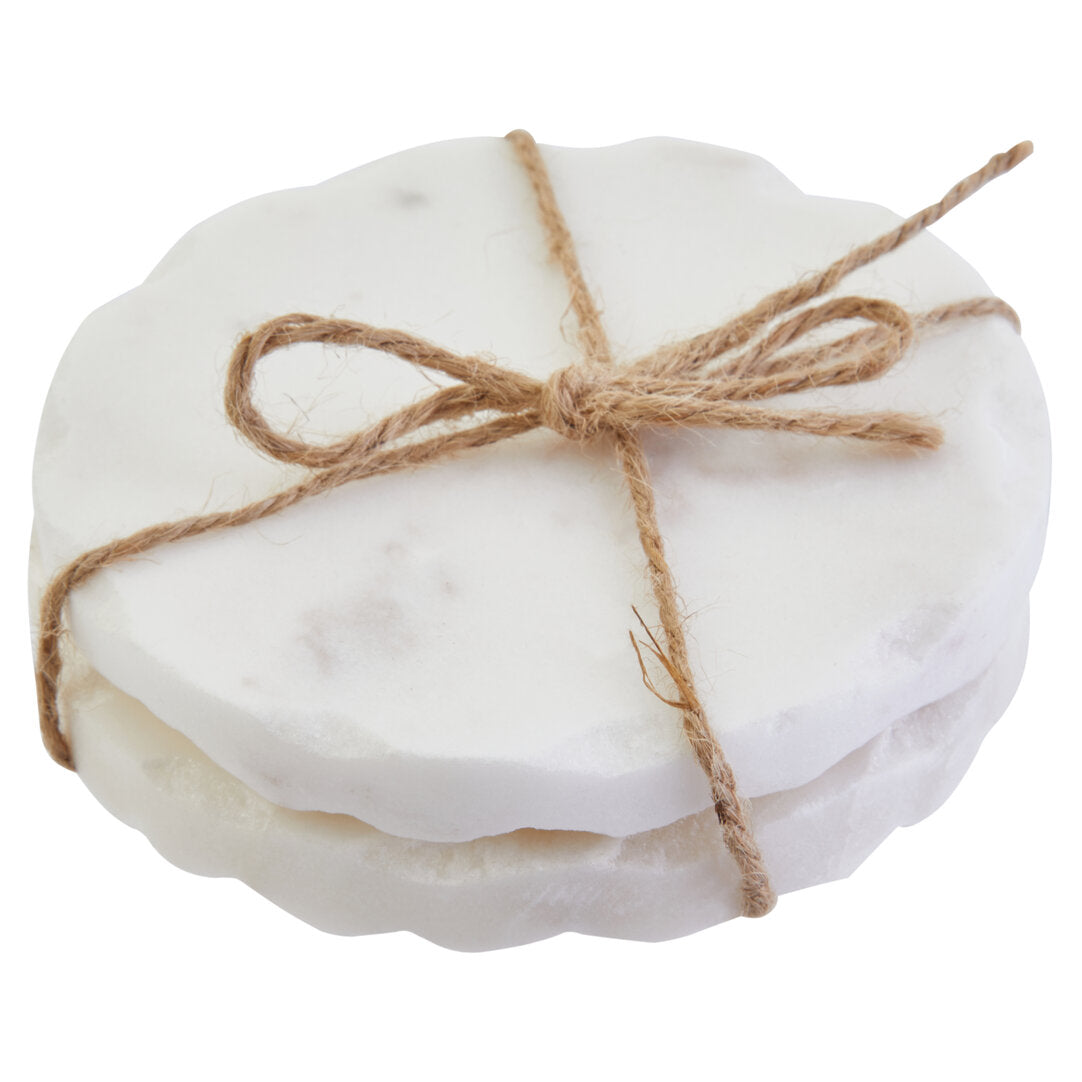 Seaway White Marble Rustic Edge Coasters - Set of 4